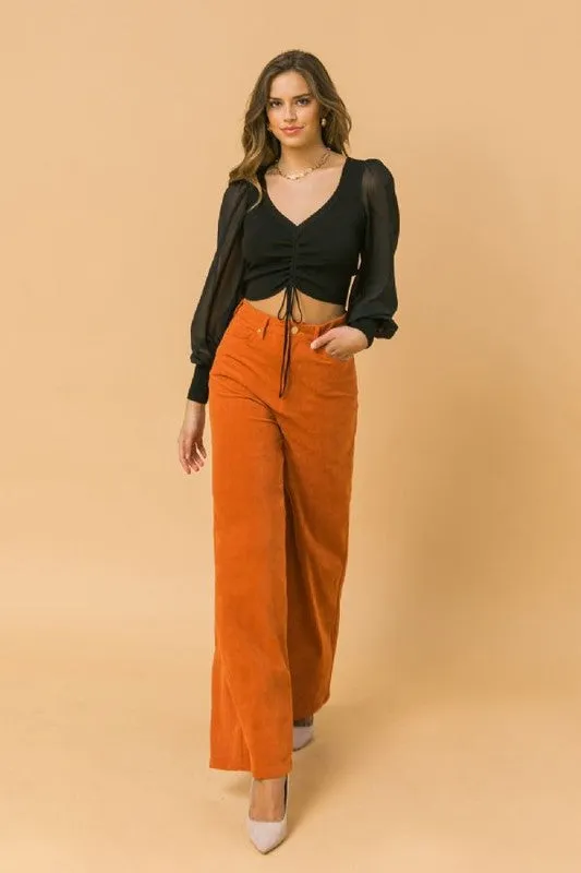 Black Crop Top - V-Neck | Bella Chic