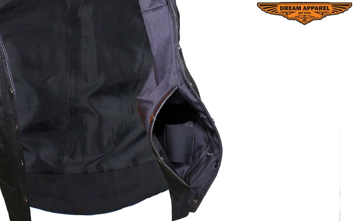Black Gun Pocket Vest with Small Studded Pink Butterfly