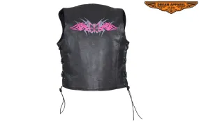 Black Gun Pocket Vest with Small Studded Pink Butterfly