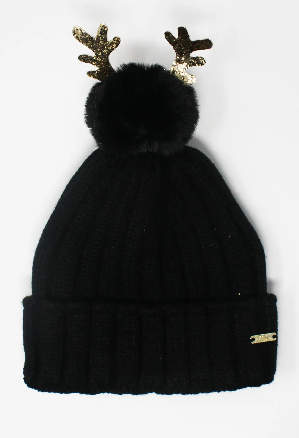 Black Mix and Match Pompom Hat
