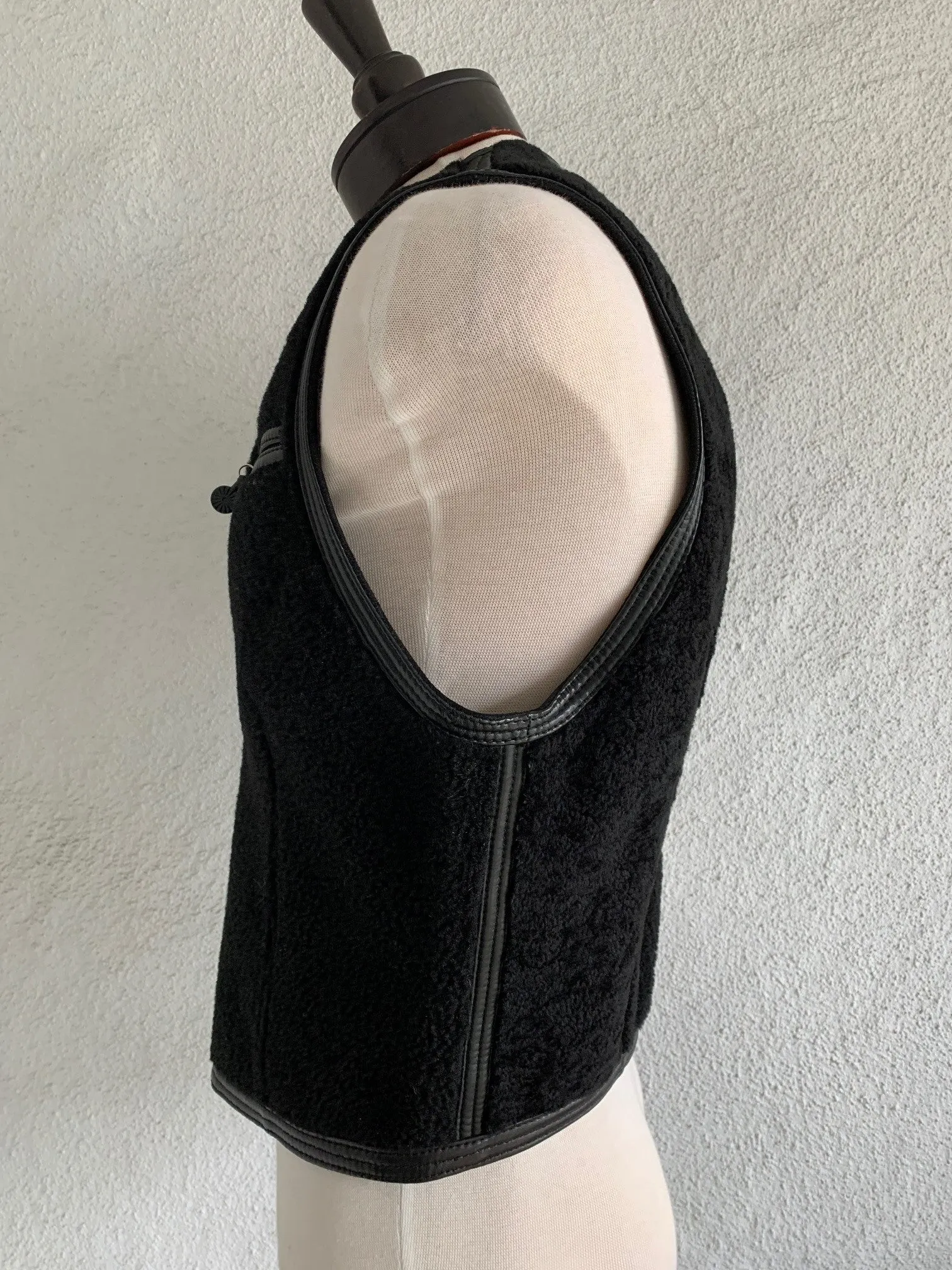 Black Shearling Zipper Vest by Gianni Versace