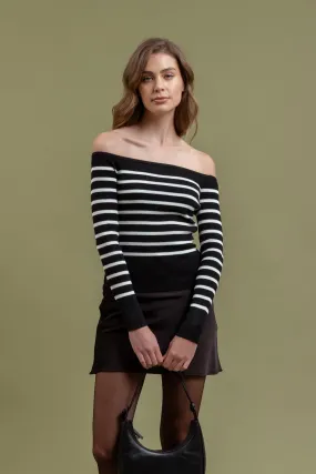 Black Sweater with White Stripes