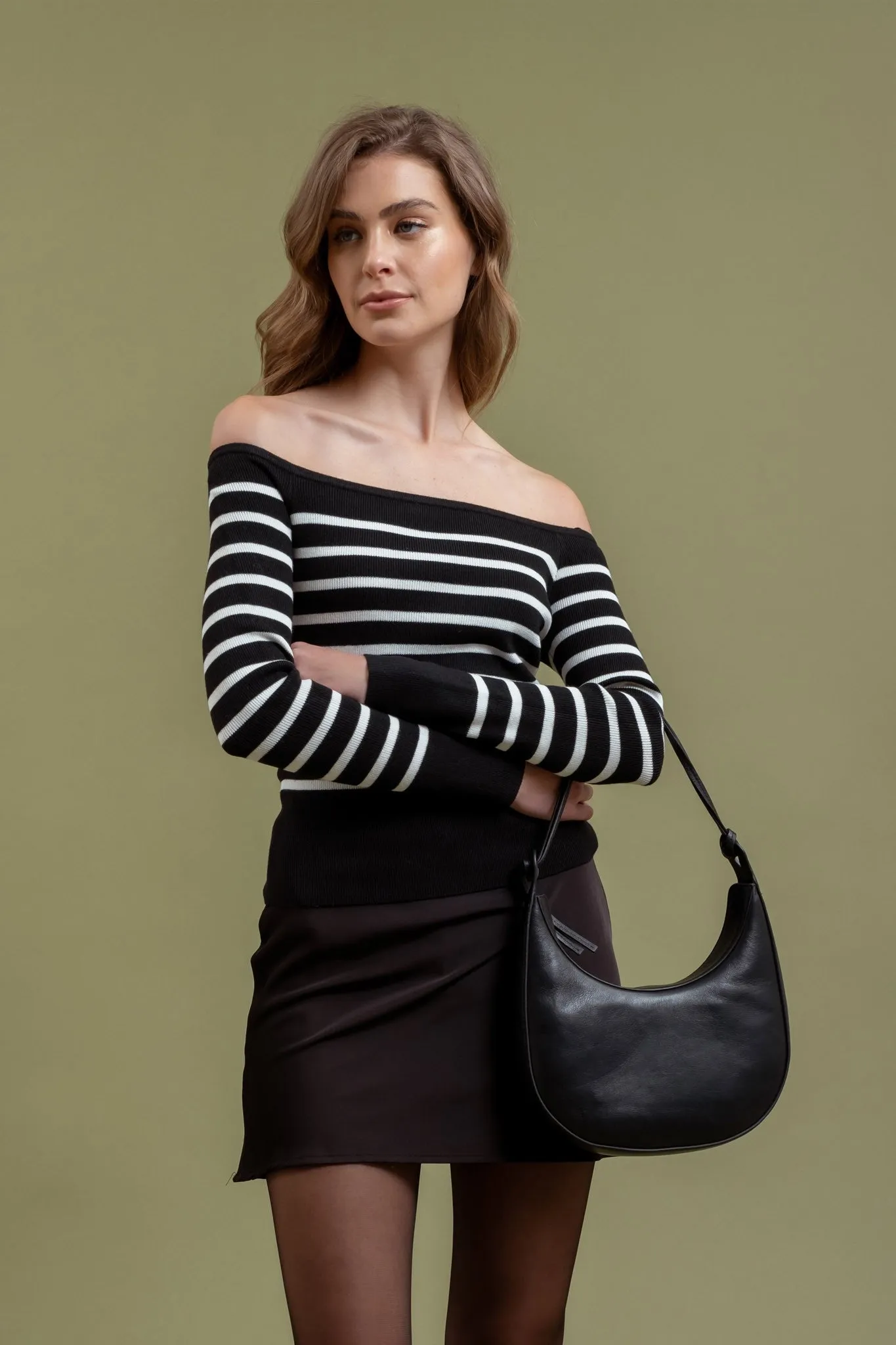 Black Sweater with White Stripes