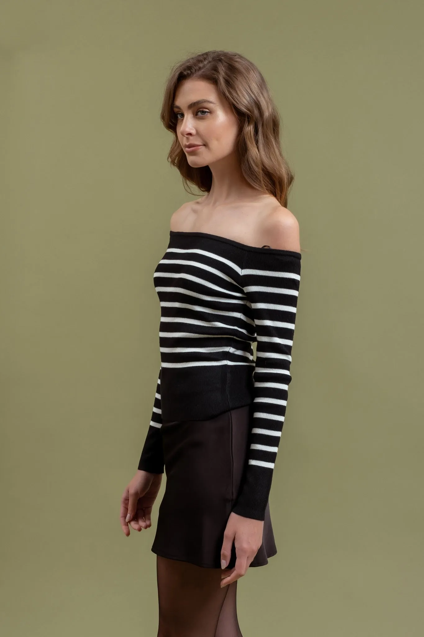 Black Sweater with White Stripes