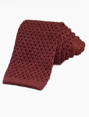 Brick Small Dotted Linen Knitted Tie