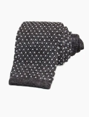Brown Small Dotted Linen Knitted Tie