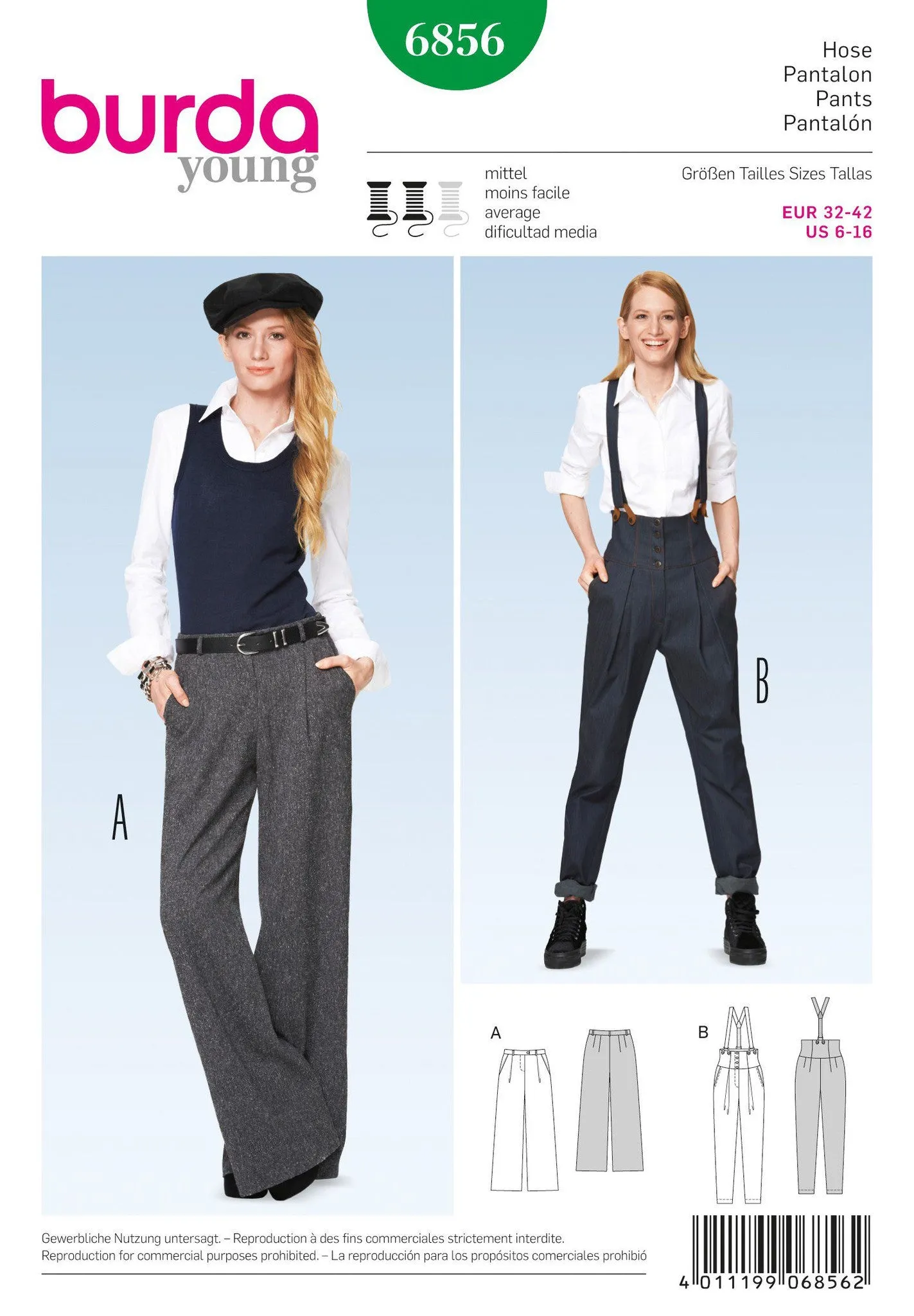 Burda 6856 Misses Trousers Pattern