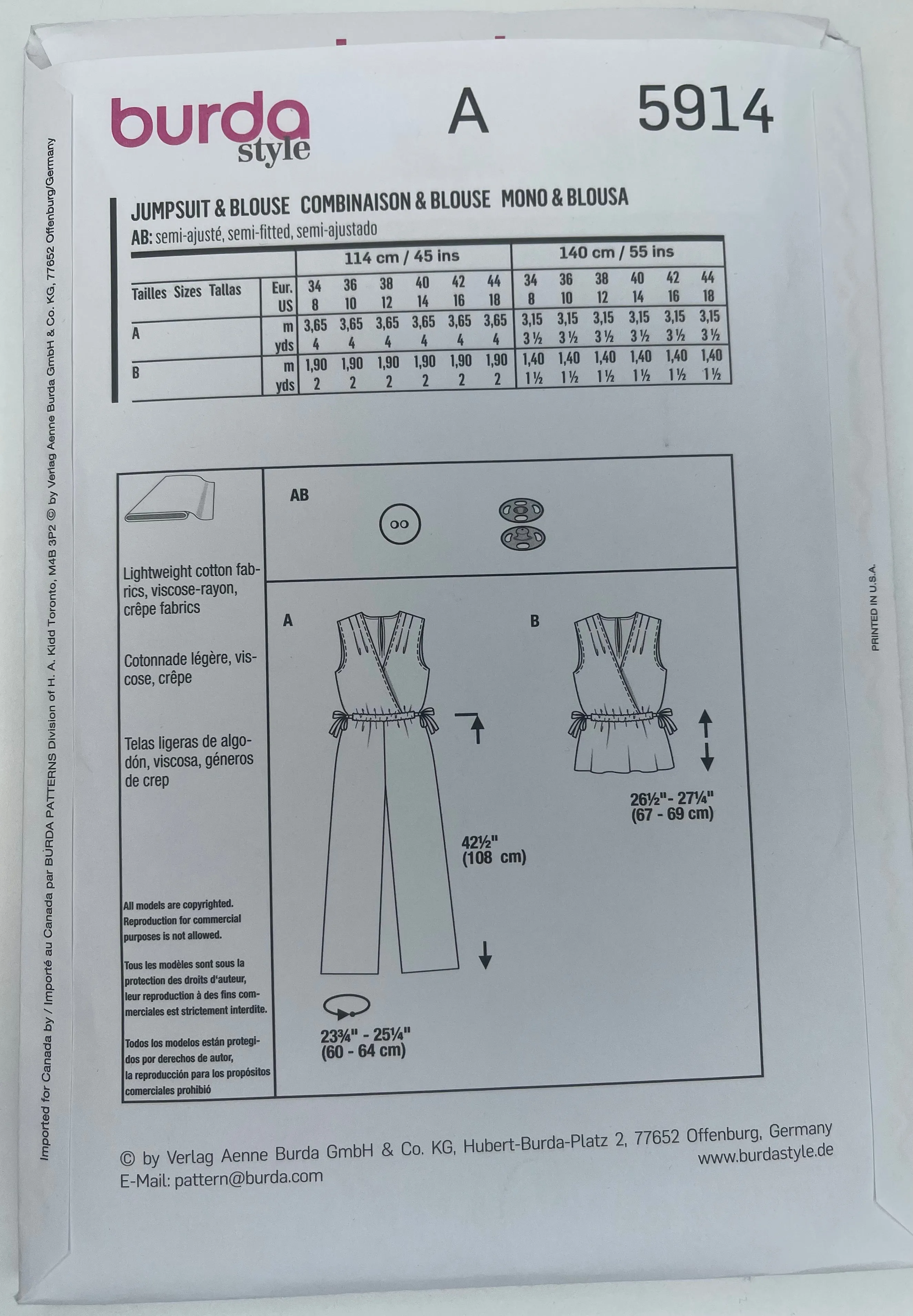 BURDA Women Overall & Blouse - 5914