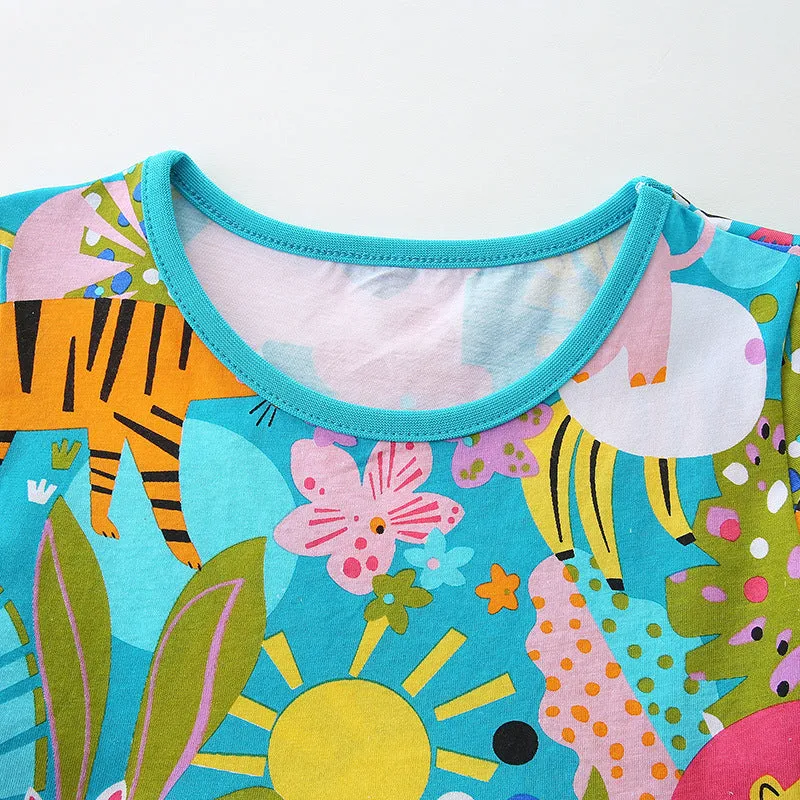 Cartoon Animal Print Princess Dress