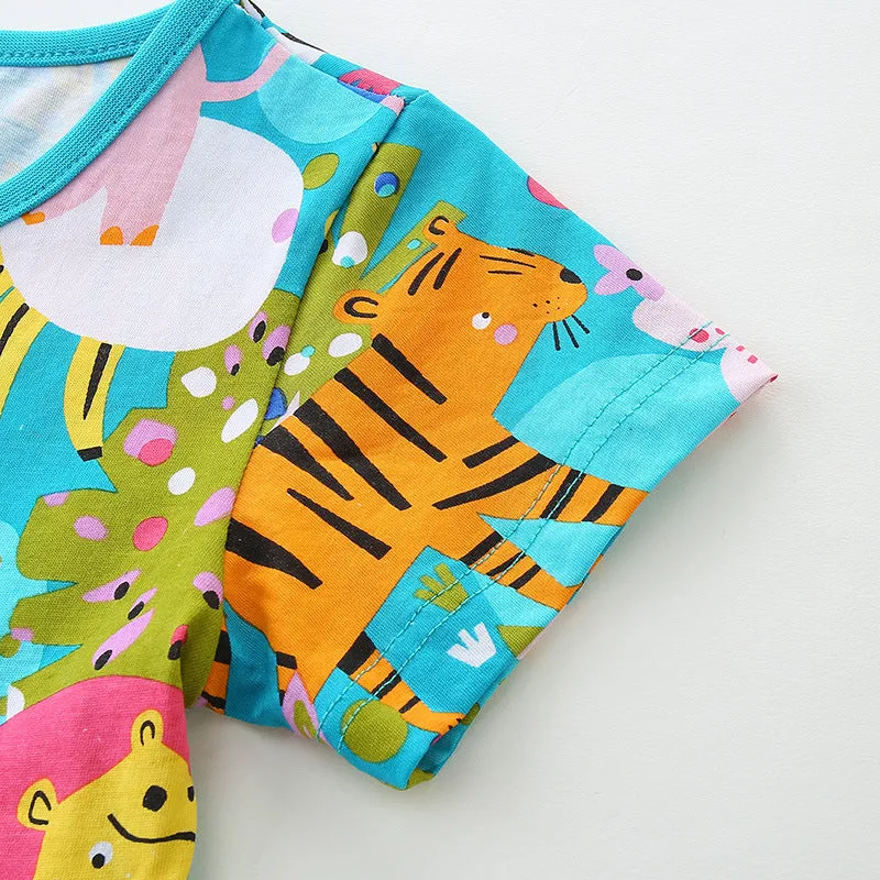 Cartoon Animal Print Princess Dress
