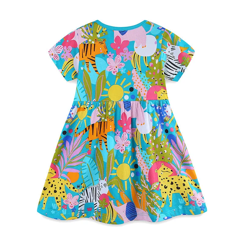 Cartoon Animal Print Princess Dress
