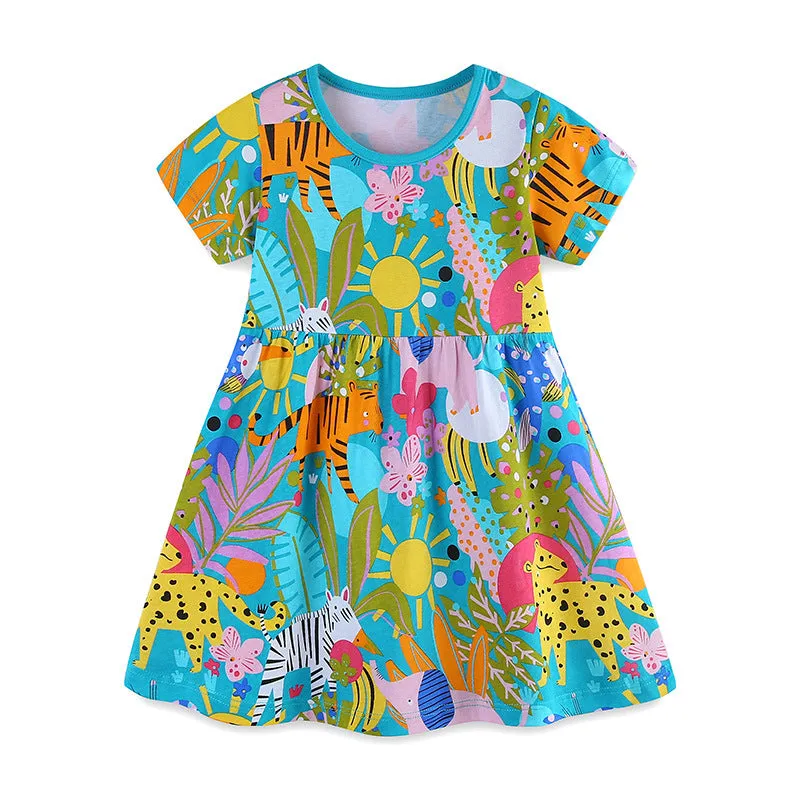 Cartoon Animal Print Princess Dress