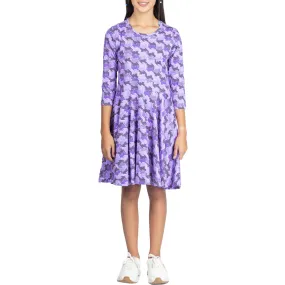 Cats Tessellation 3/4th Sleeves Kids Twirl Dress