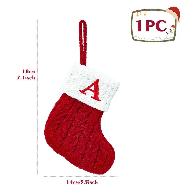 Christmas Alphabet Knitting Socks Tree Ornaments