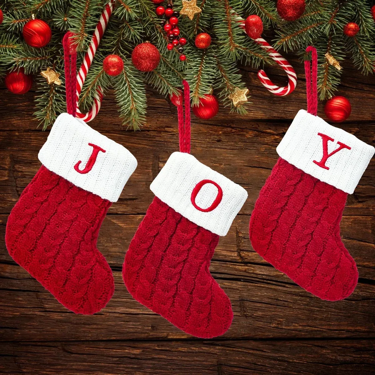 Christmas Alphabet Knitting Socks Tree Ornaments