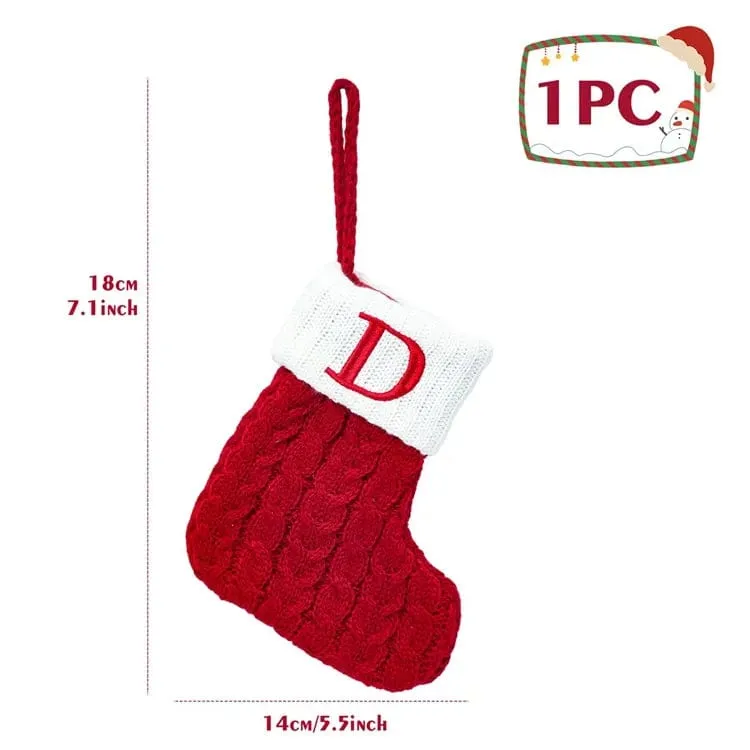 Christmas Alphabet Knitting Socks Tree Ornaments