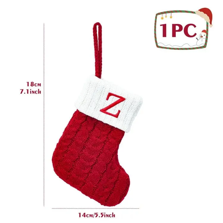 Christmas Alphabet Knitting Socks Tree Ornaments