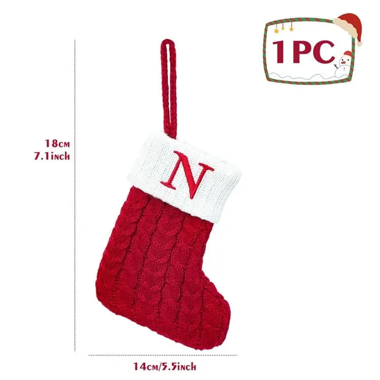 Christmas Alphabet Knitting Socks Tree Ornaments