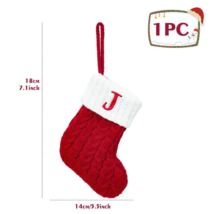 Christmas Alphabet Knitting Socks Tree Ornaments