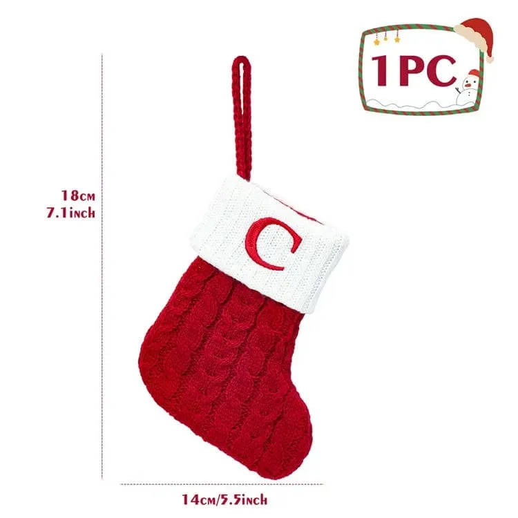 Christmas Alphabet Knitting Socks Tree Ornaments