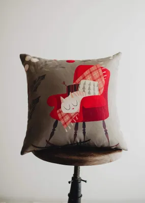 Christmas Kitty on Chair | Throw Pillow | Cute Home Decor | Christmas Home Decor | Throw Pillows for Couch | Home Decor Christmas | Mom Gift