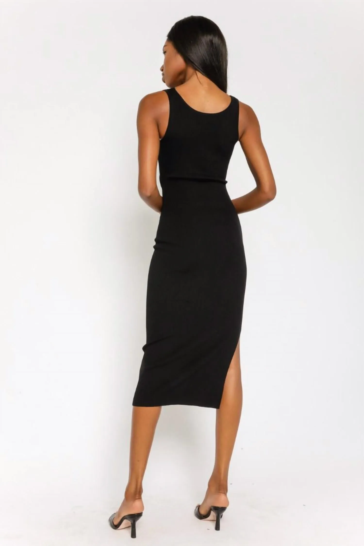 Ciara Cut Out Midi Dress in Black