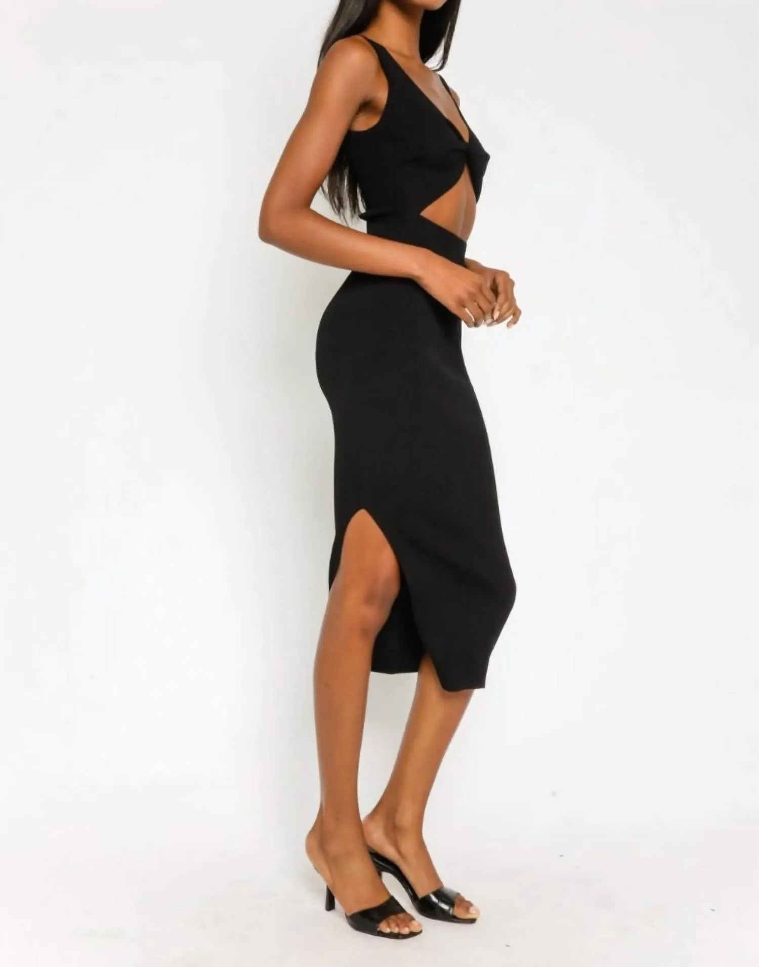 Ciara Cut Out Midi Dress in Black