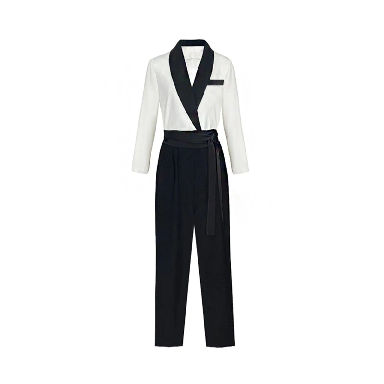 Colorblock Long Sleeve Top High Waist Crop Pants Set
