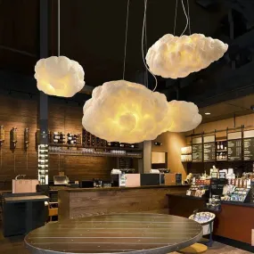 Creative White Cloud Pendant Lamp Silk Cotton E27 LED Stairwell Pendant Lights For Coffee Shop Children Kids