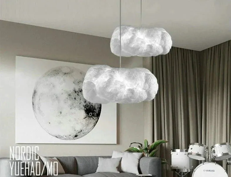 Creative White Cloud Pendant Lamp Silk Cotton E27 LED Stairwell Pendant Lights For Coffee Shop Children Kids