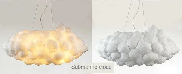 Creative White Cloud Pendant Lamp Silk Cotton E27 LED Stairwell Pendant Lights For Coffee Shop Children Kids