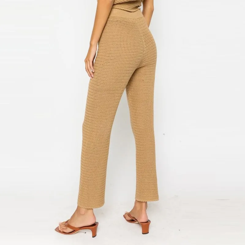 Crochet Knit Joggers (Camel)