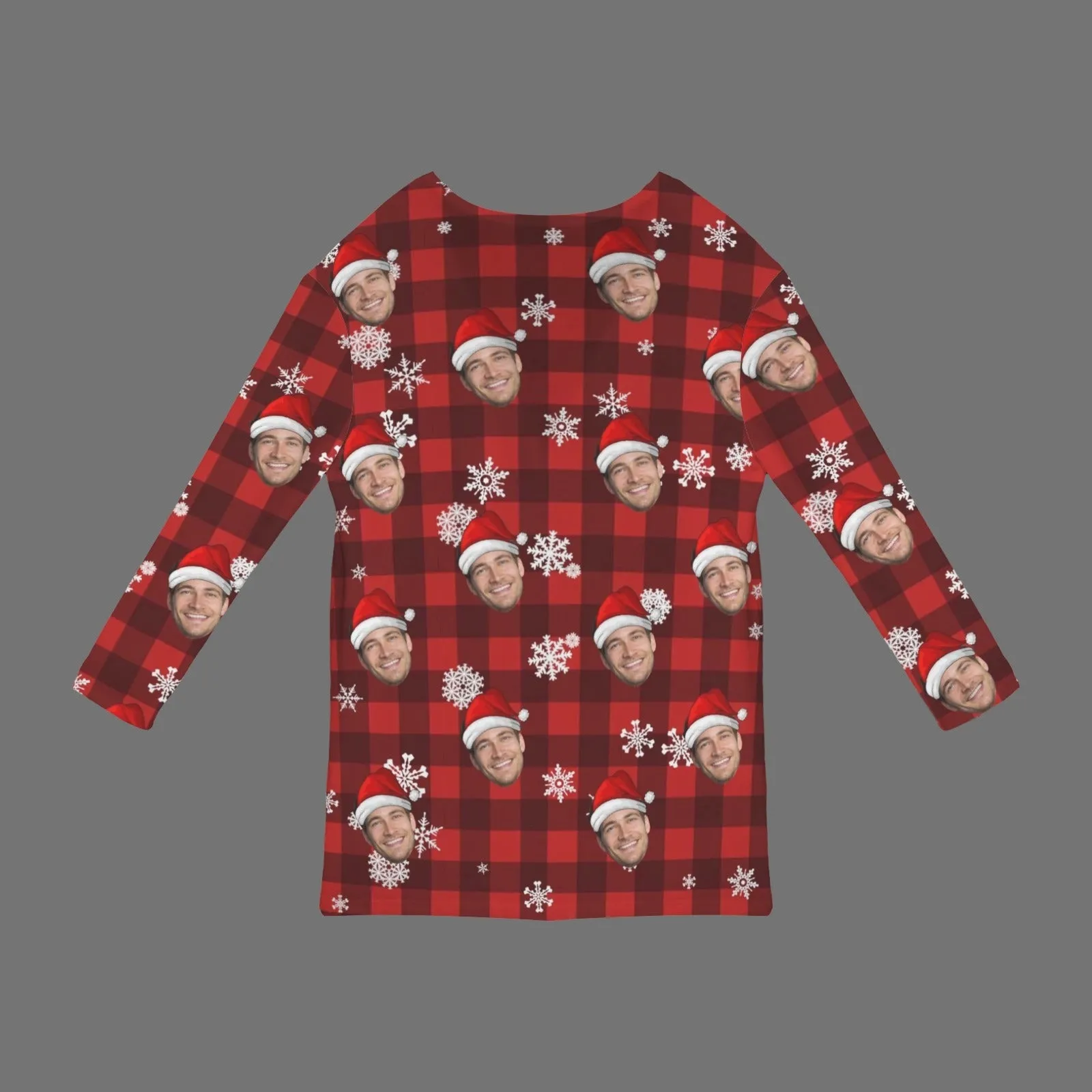 Custom Face Cardigan Ugly Christmas BuffaloCheck Sweater Women's Long Sleeve Pocket Cardigan