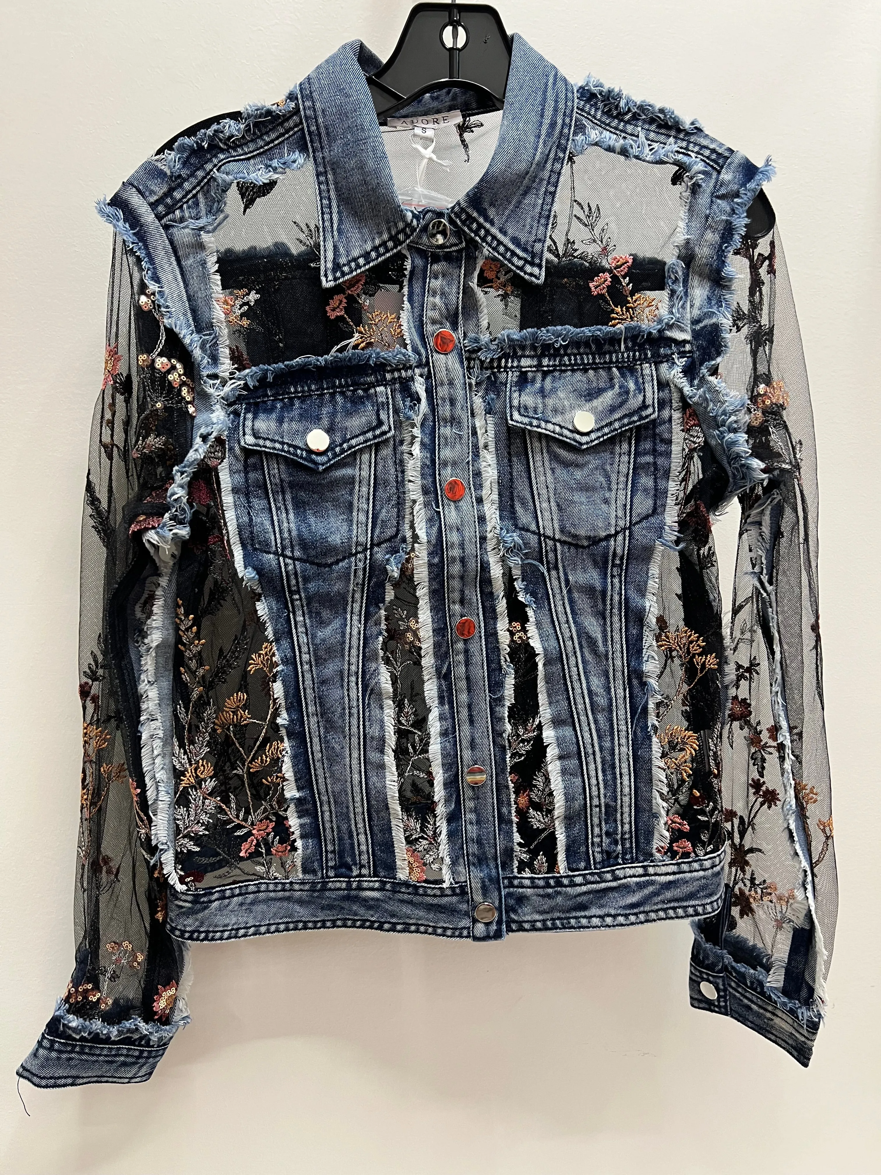 Denim Flower Illusion Jacket by Adore