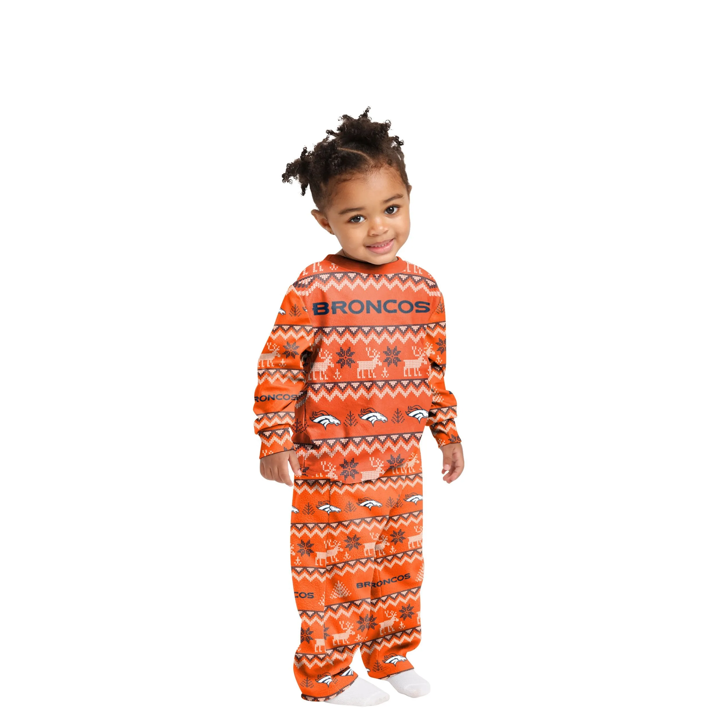 Denver Broncos NFL Ugly Pattern Family Holiday Pajamas