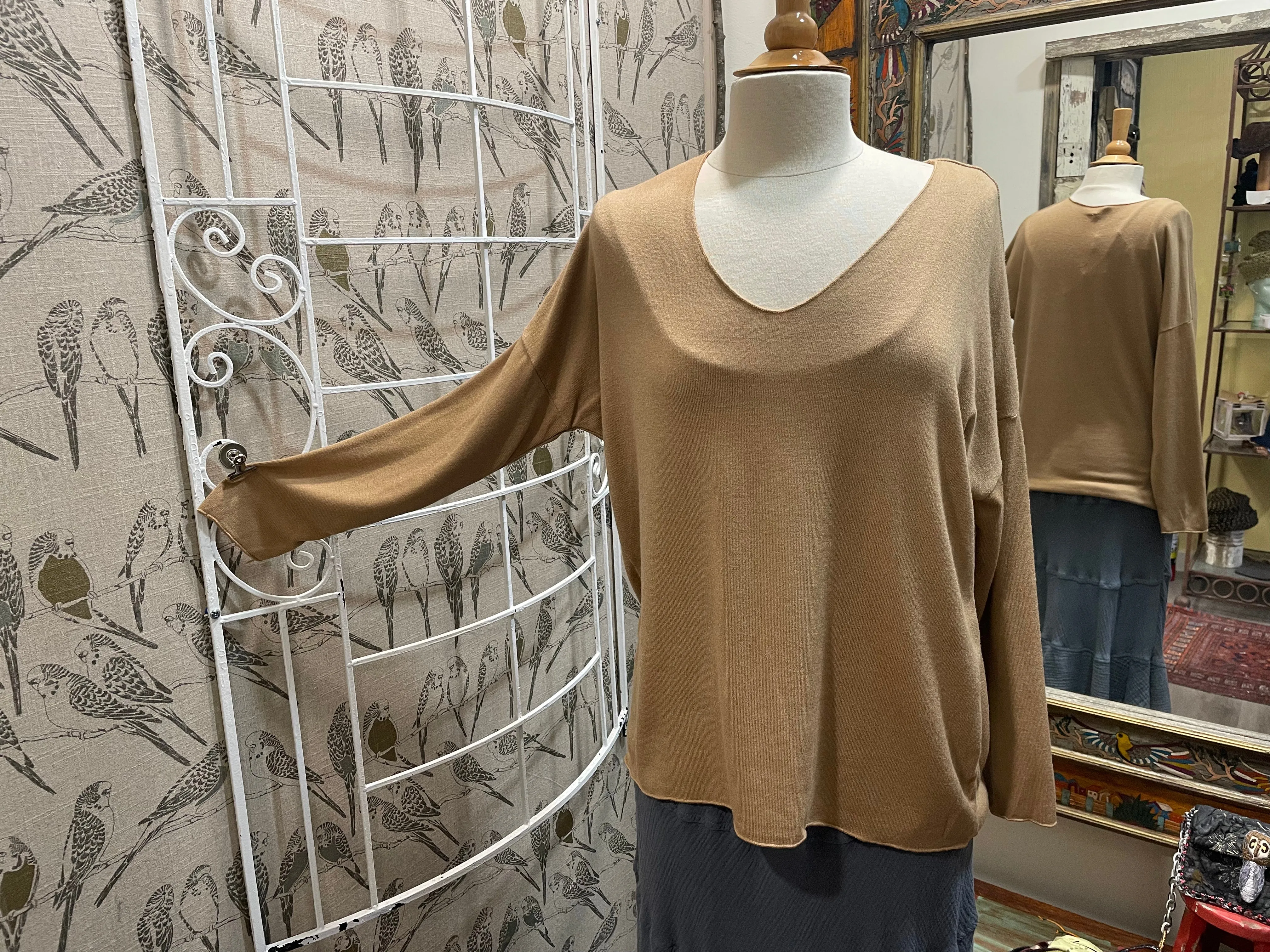 Drapey V-Neck Sweater in Celeste by Venti6