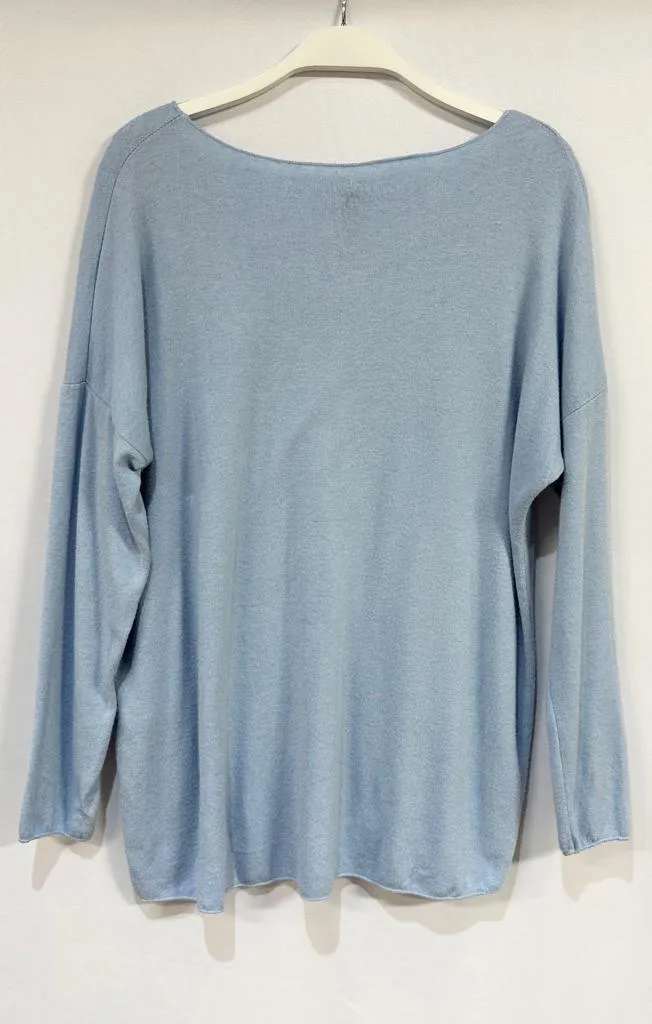 Drapey V-Neck Sweater in Celeste by Venti6