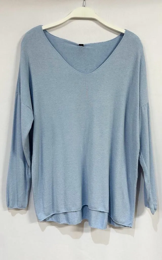 Drapey V-Neck Sweater in Celeste by Venti6