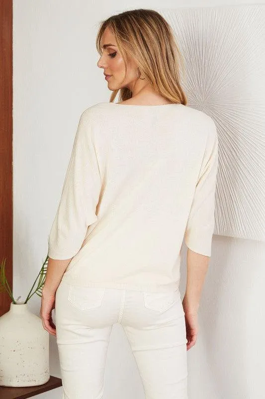 Drapey V-Neck Sweater in Celeste by Venti6