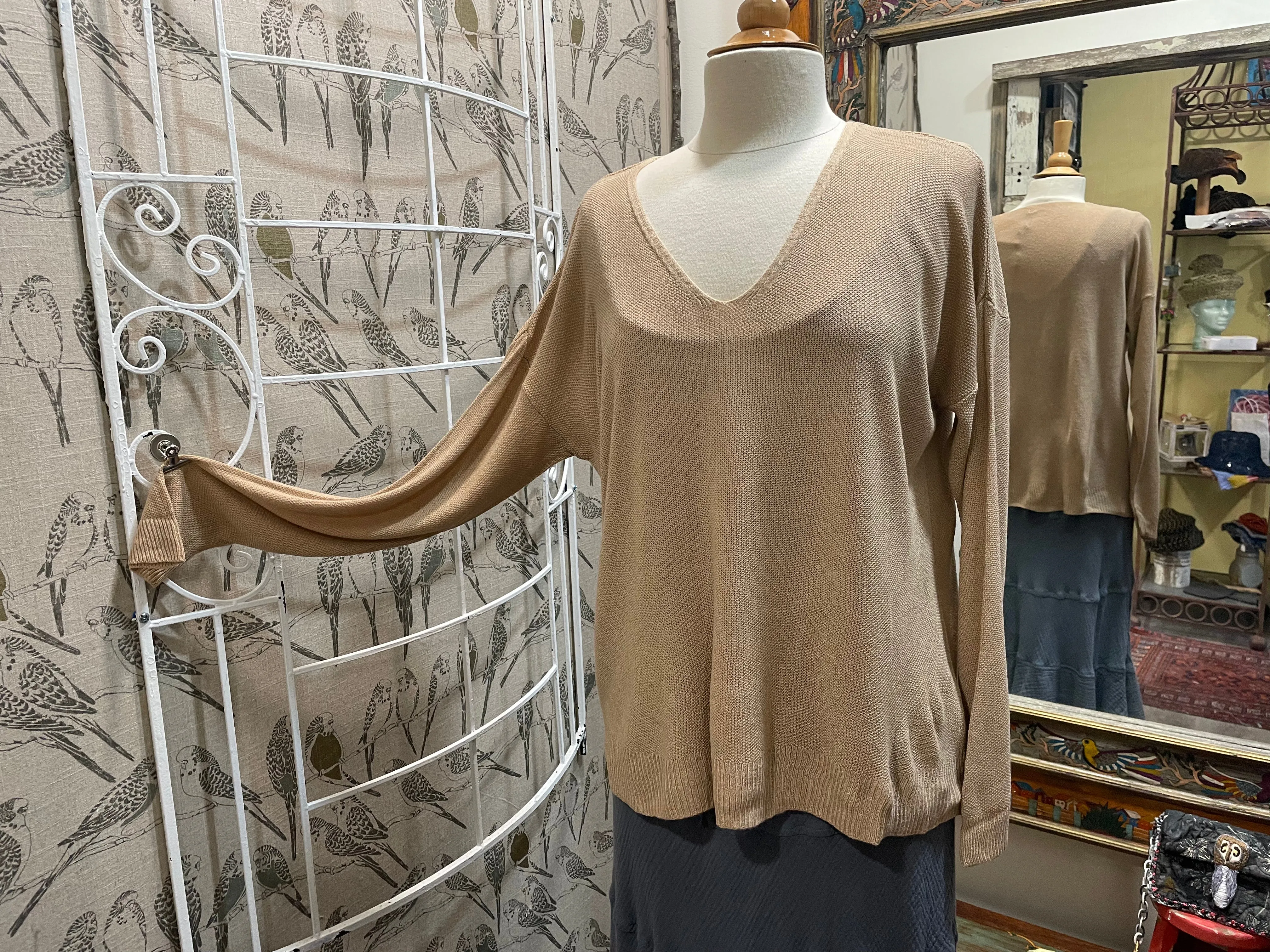 Drapey V-Neck Sweater in Celeste by Venti6