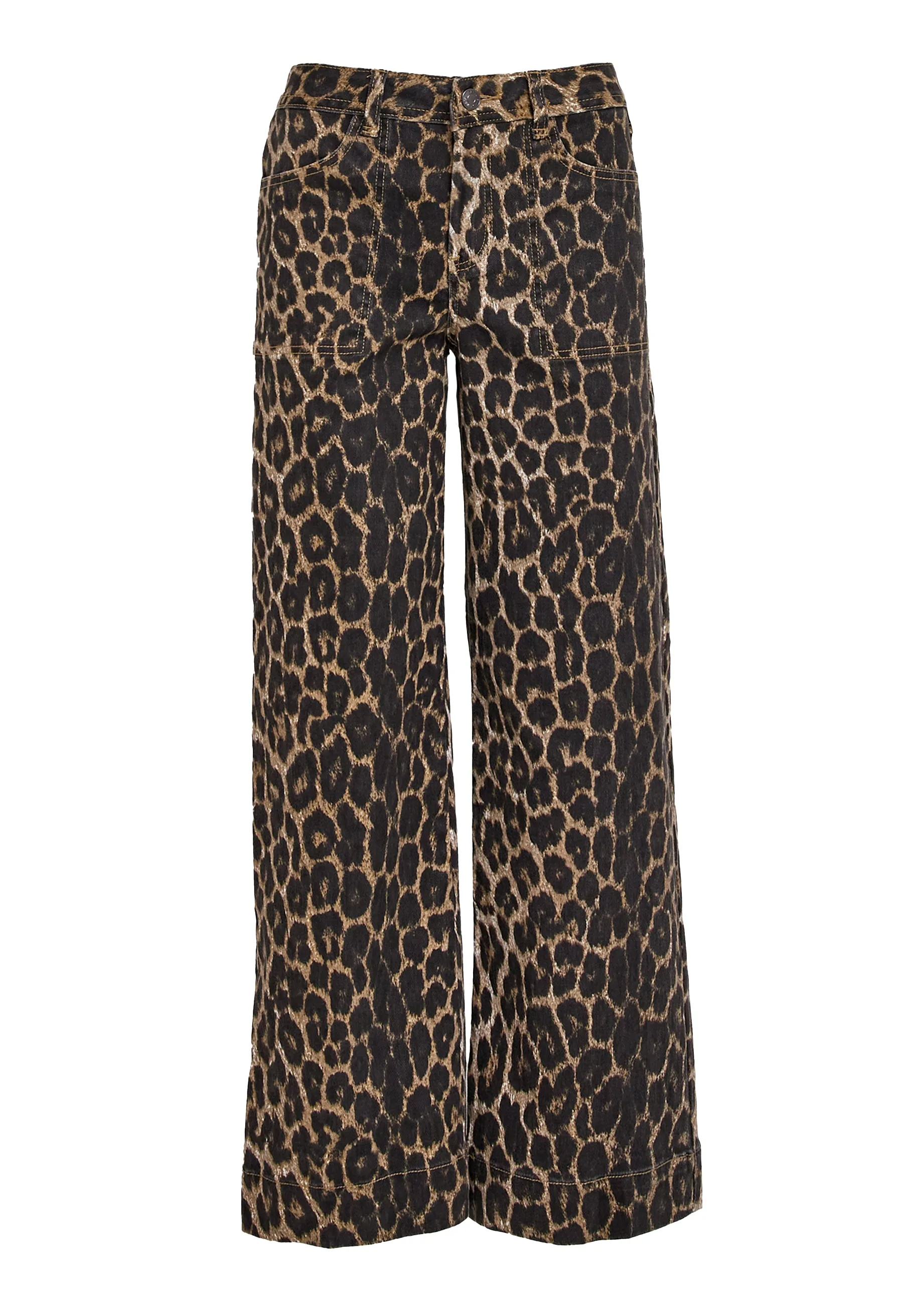 DSFlorence HW Denim Pants FL - Brown Leo Print