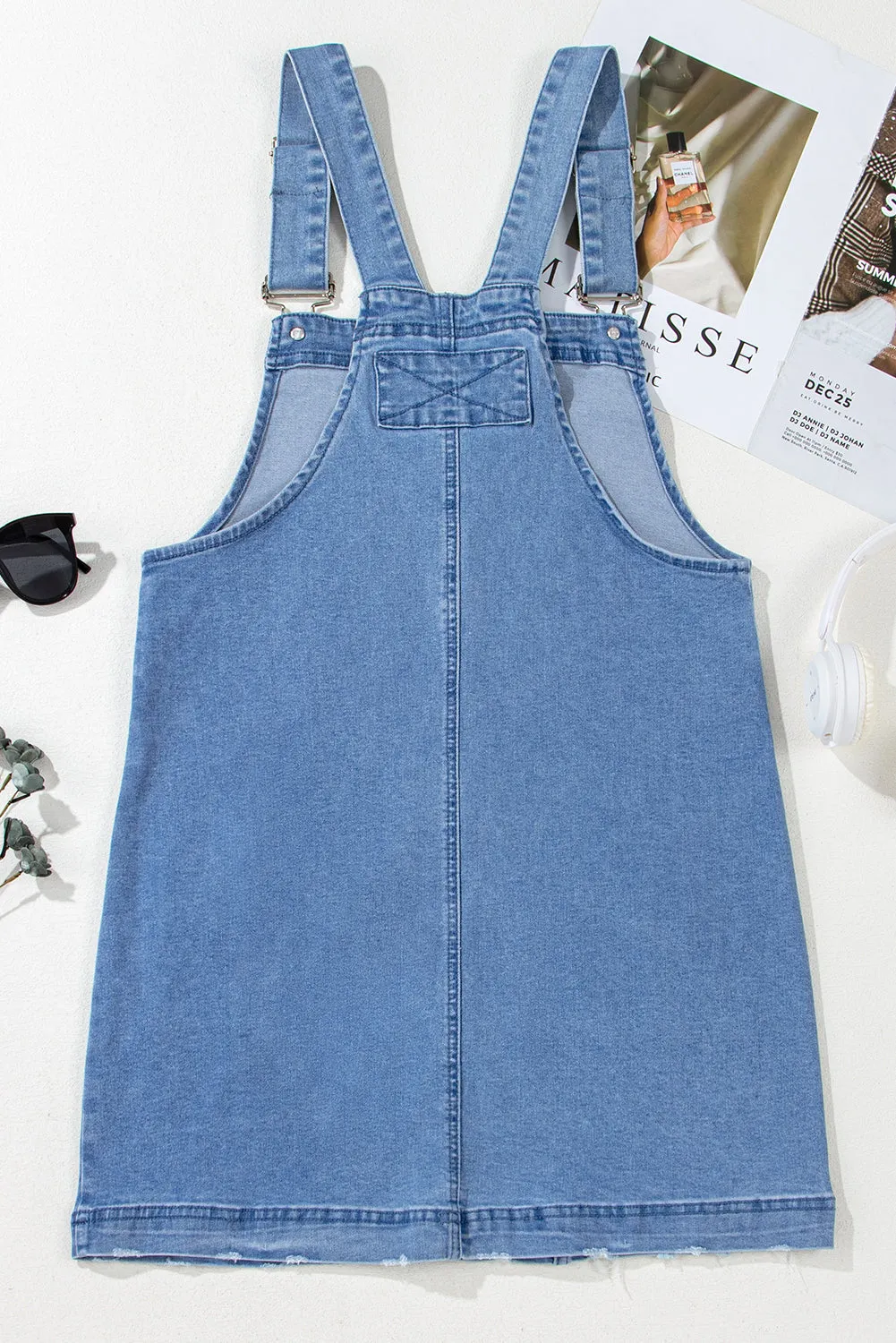 Dusk Blue Pocket Adjustable Straps Denim Overall Dress