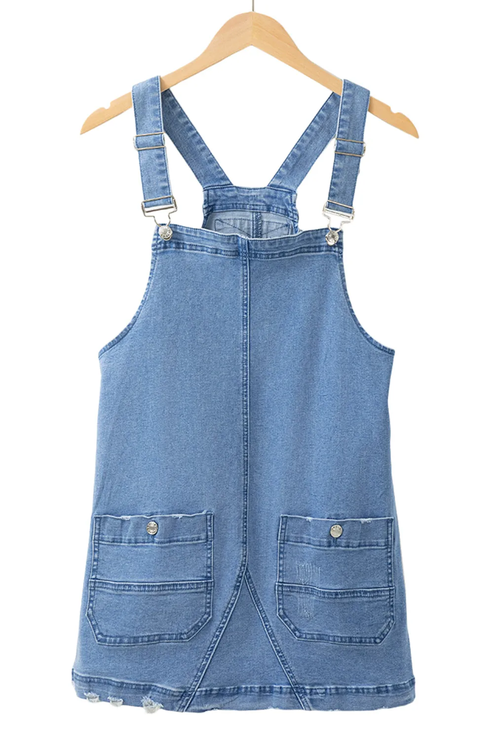 Dusk Blue Pocket Adjustable Straps Denim Overall Dress