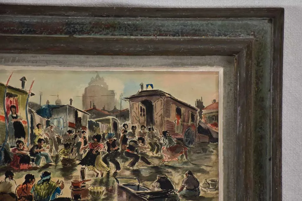Early 20th century watercolor of Gypsy fete in the Camargue - Georges Jardin 16½" x 19¾"