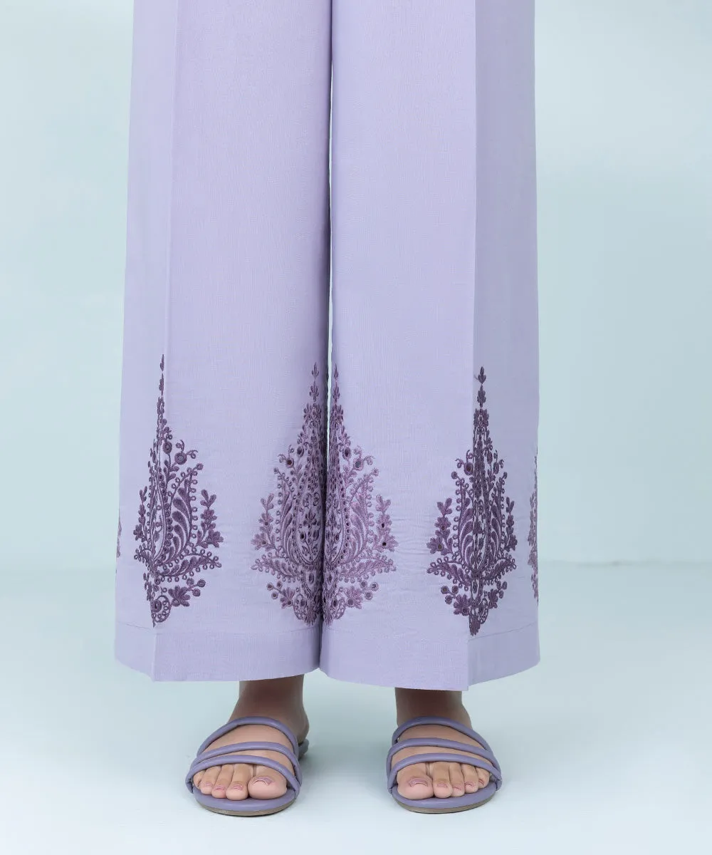Embroidered Cambric Flared Pants