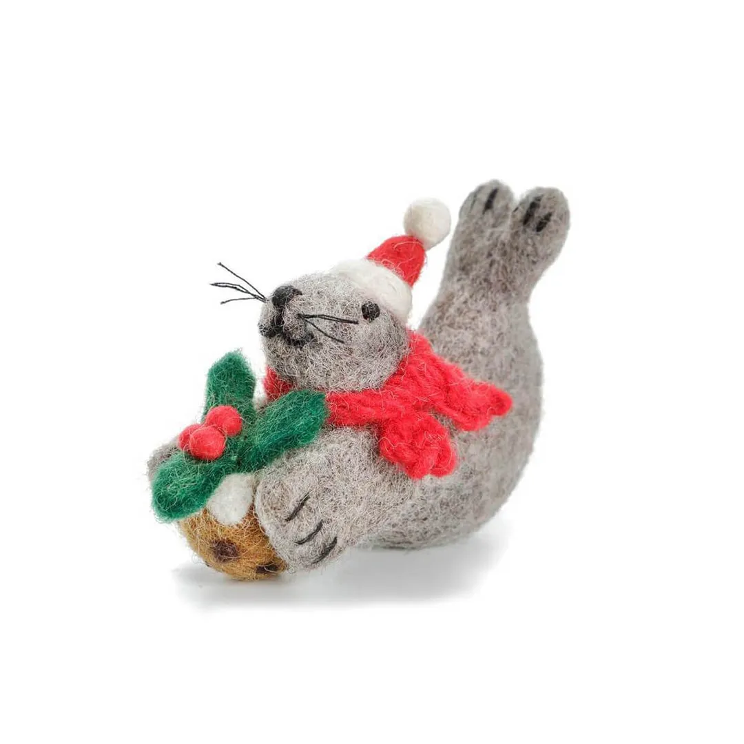 Festive Felt Seal Christmas Decoration