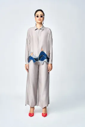 FLARED PANTS OF (WAVES AND BOAT BOXY SHIRT )