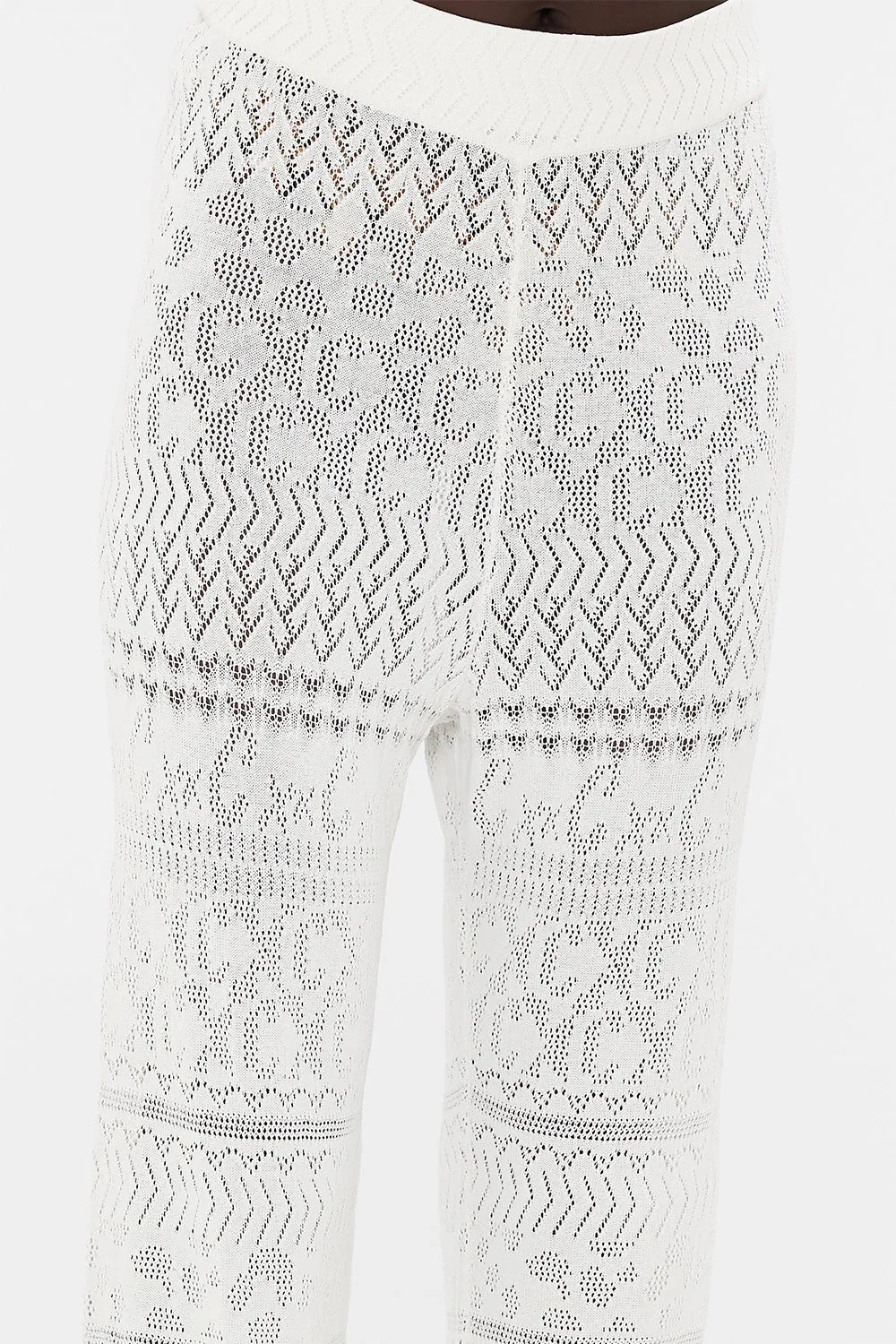 FLARED POINTELLE KNIT PANT SEA CHARM