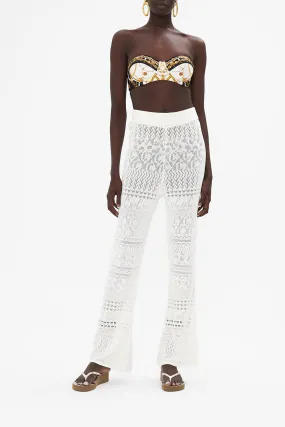 FLARED POINTELLE KNIT PANT SEA CHARM