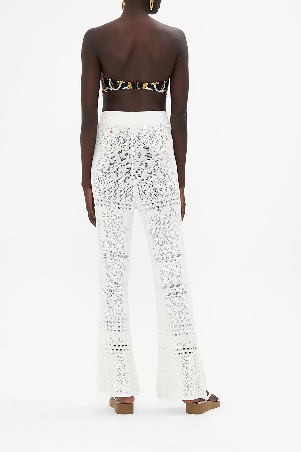 FLARED POINTELLE KNIT PANT SEA CHARM